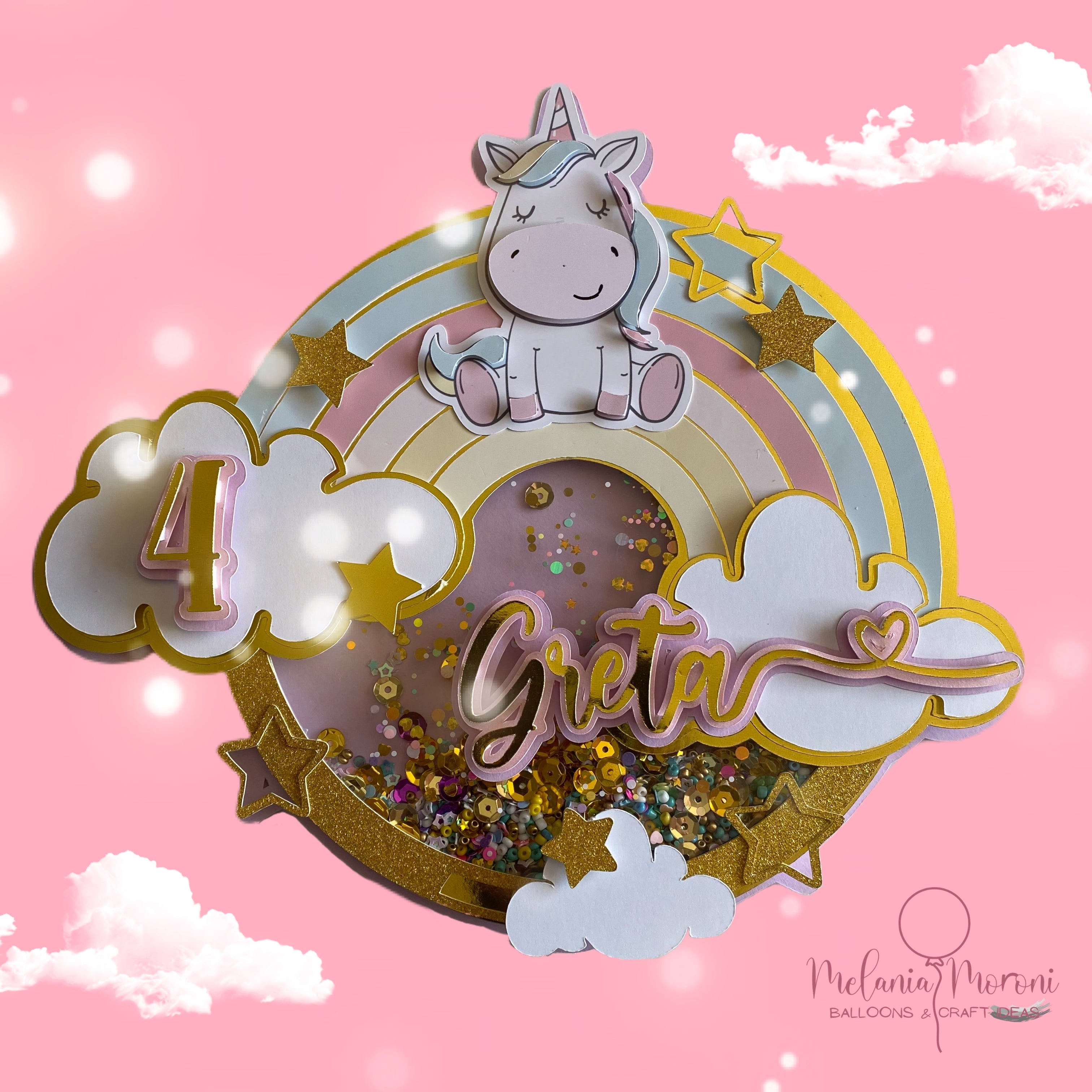 File di taglio digitale Cake topper Unicorno per Silhouette Cameo e Cricut